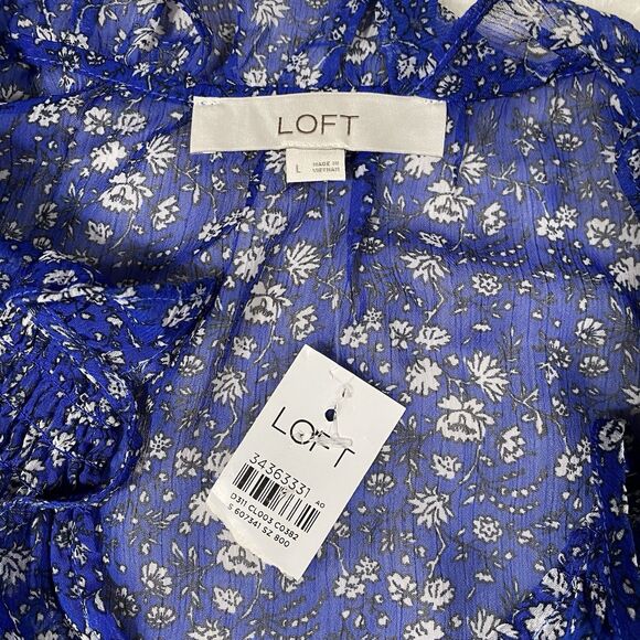 LOFT Blue Floral Blouse - Picture 3 of 7
